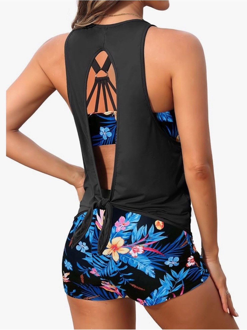 ✨BRAND NEW 3 Piece Tankini Swimsuit Tank Bathing Suit with Shorts Open